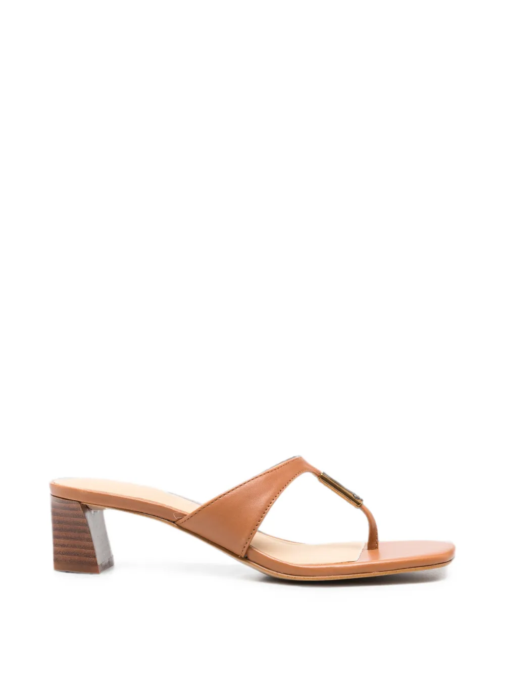 GUESS USA logo-plaque thong-strap heeled sandals - Brown