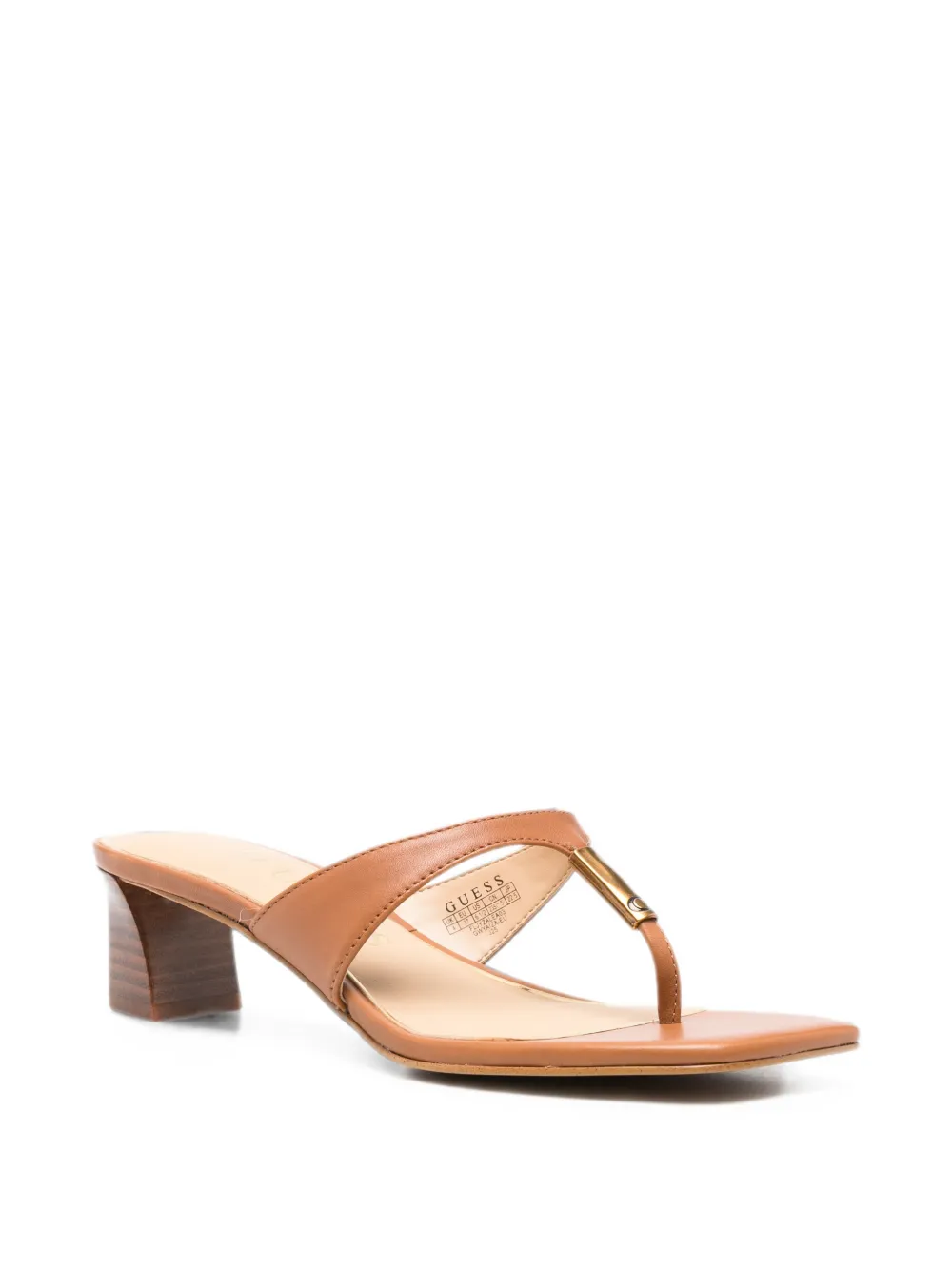 GUESS USA logo-plaque thong-strap heeled sandals Bruin
