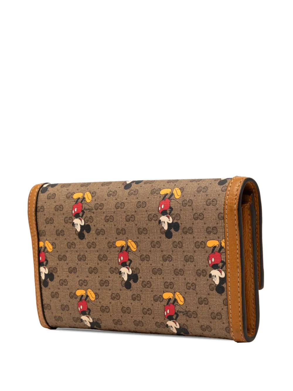  Gucci Pre-owned 2016-2026 Disney Micro Gg Supreme Mickey Mouse Continental Wallet Long Wallets - Marron 