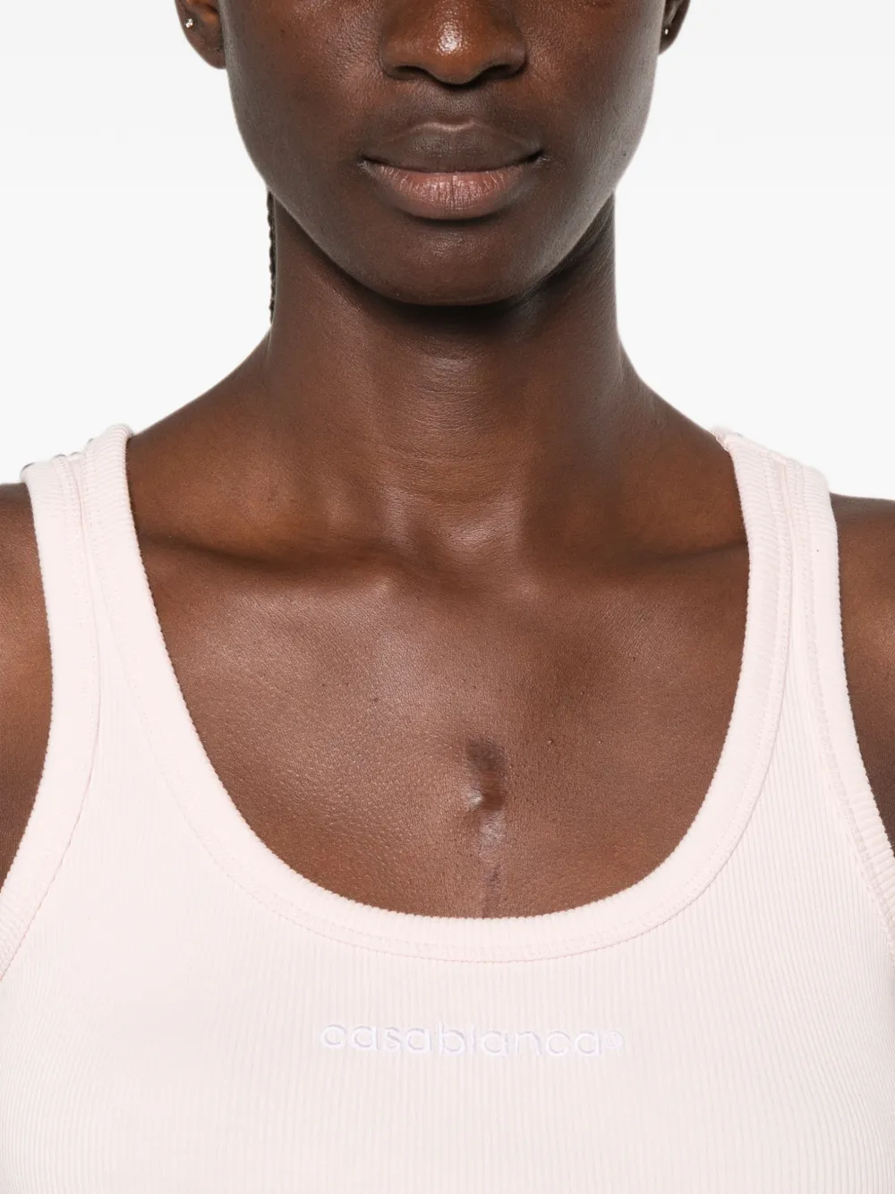 Casablanca Ribgebreide tanktop met geborduurd logo Roze