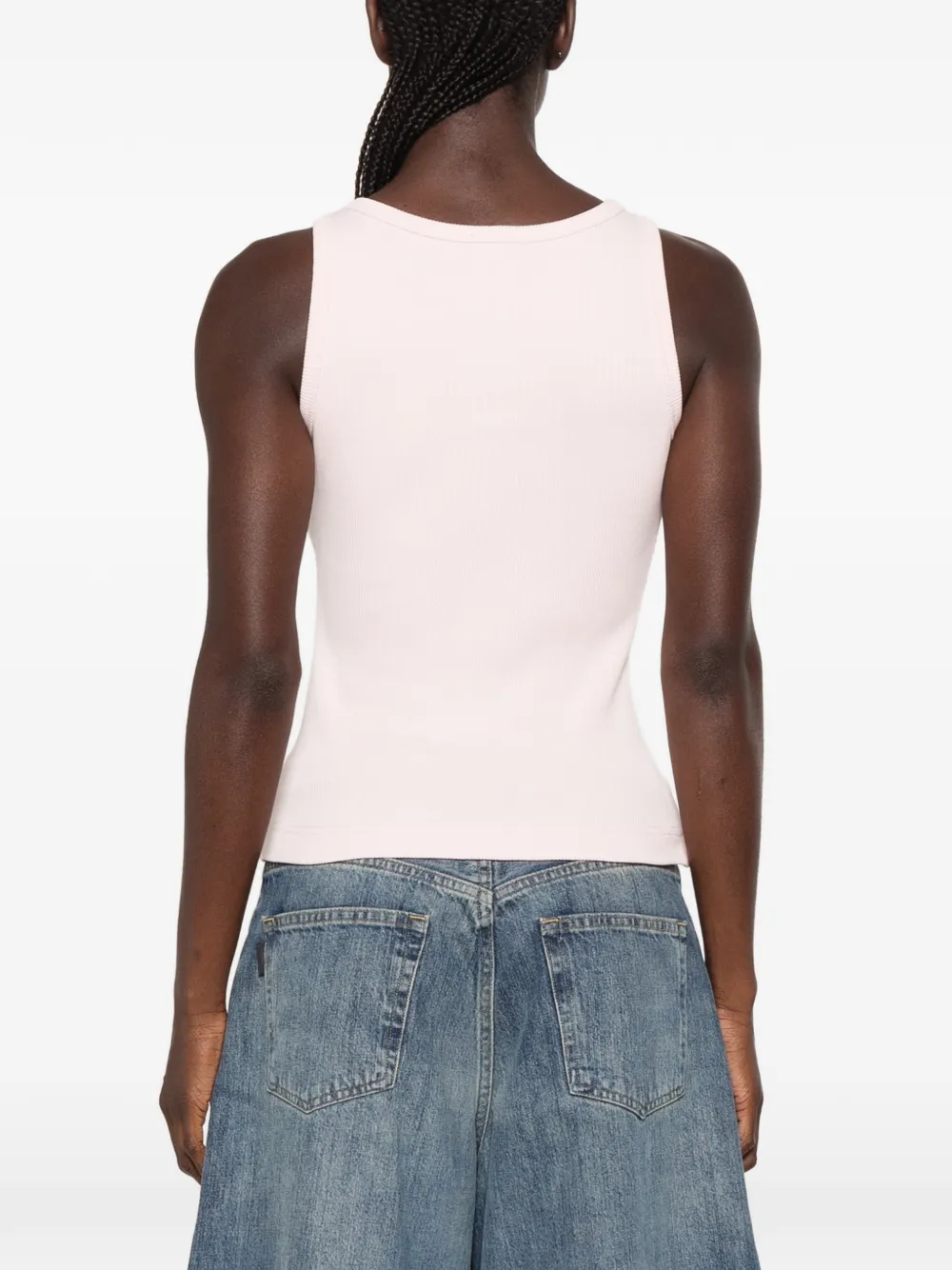 Casablanca Ribgebreide tanktop met geborduurd logo Roze