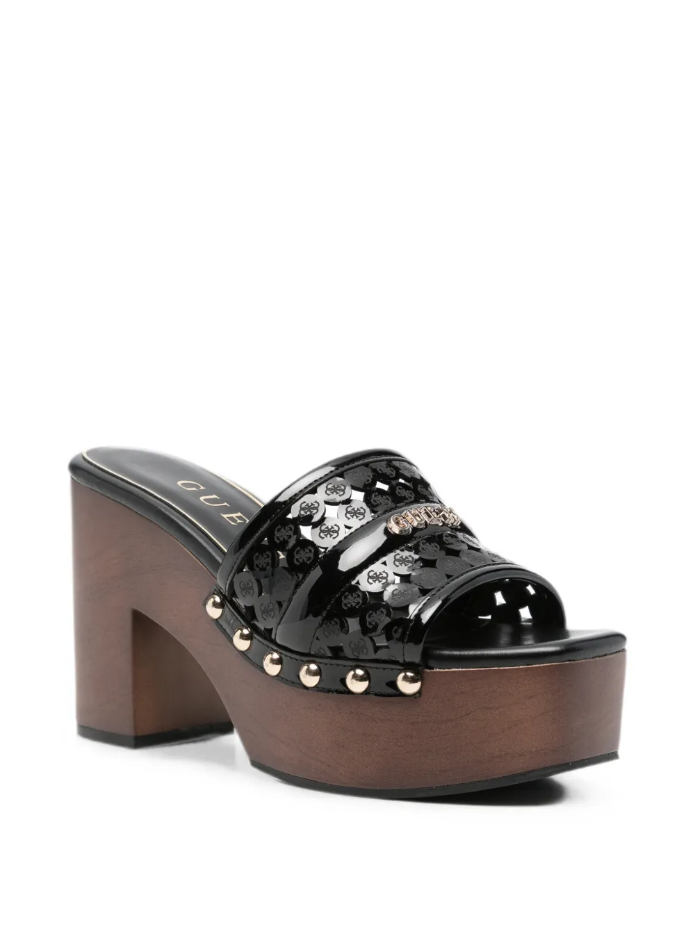 GUESS USA logo-plaque studded platform sandals Zwart