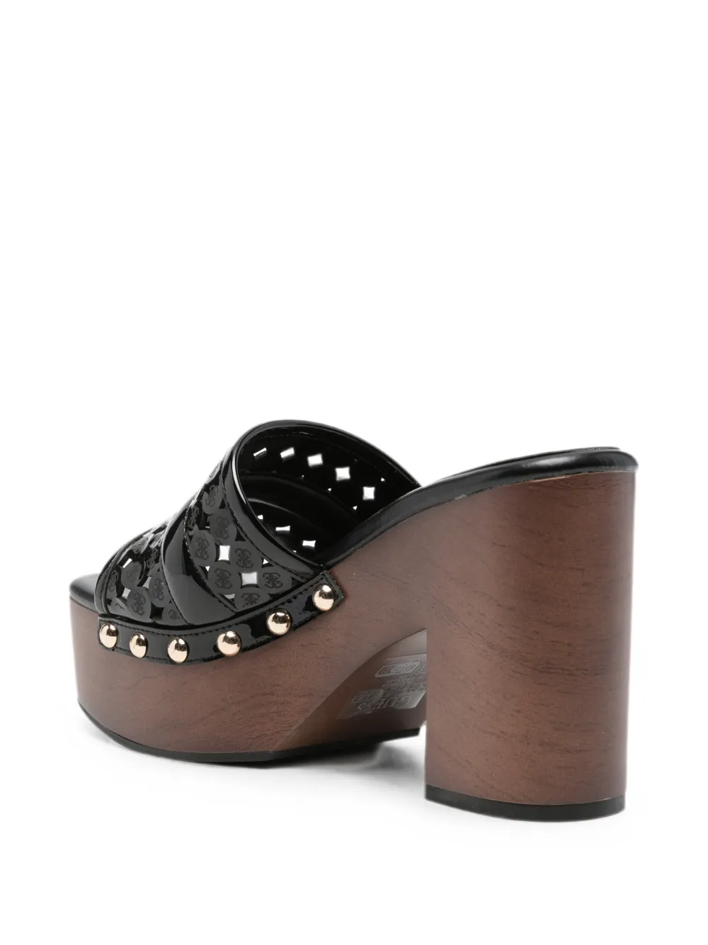 GUESS USA logo-plaque studded platform sandals Zwart