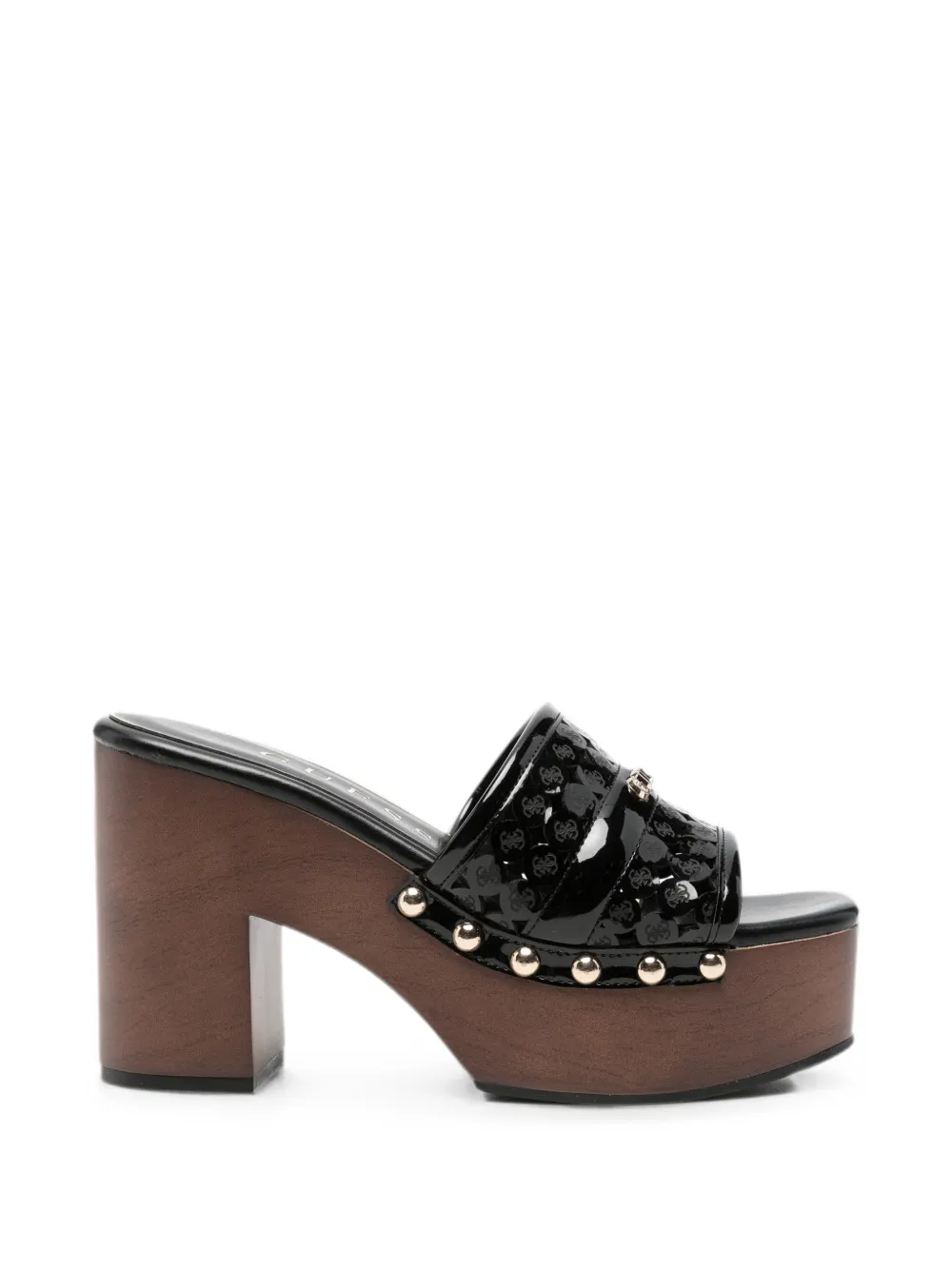 GUESS USA logo-plaque studded platform sandals Zwart