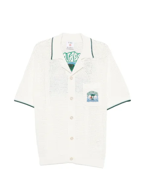 Casablanca palm tree-embroidered open-knit shirt