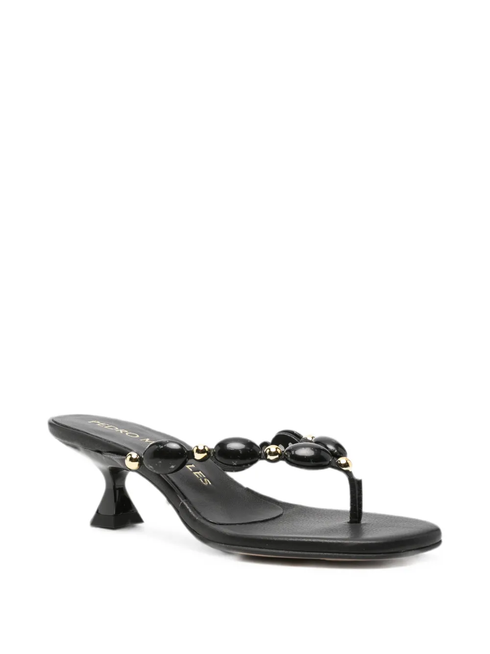 Pedro Miralles bead-embellished thong-strap heeled sandals Zwart
