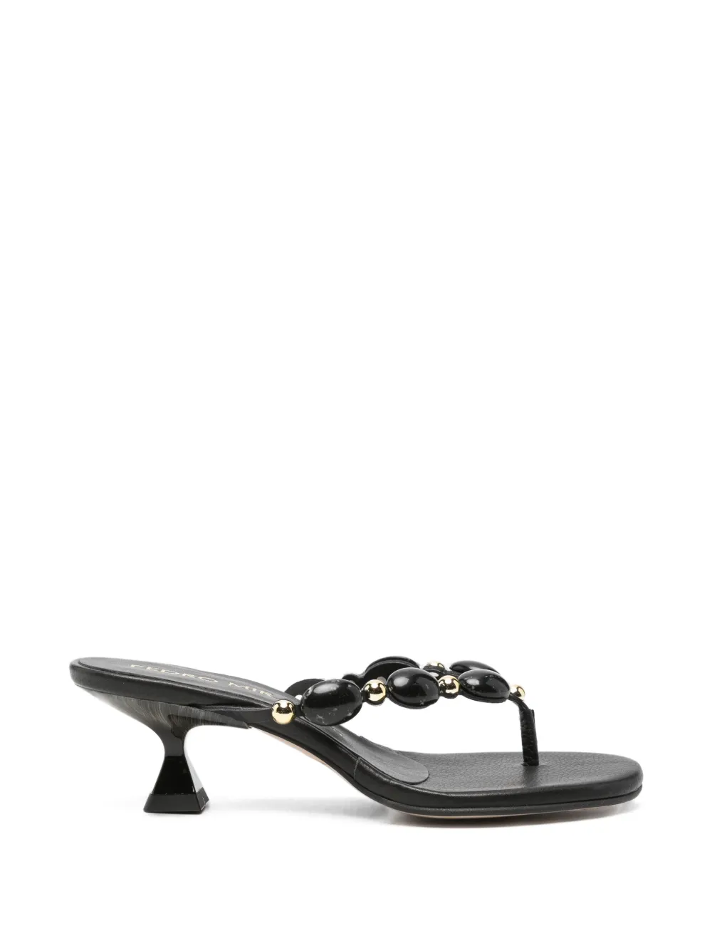 Pedro Miralles bead-embellished thong-strap heeled sandals Zwart