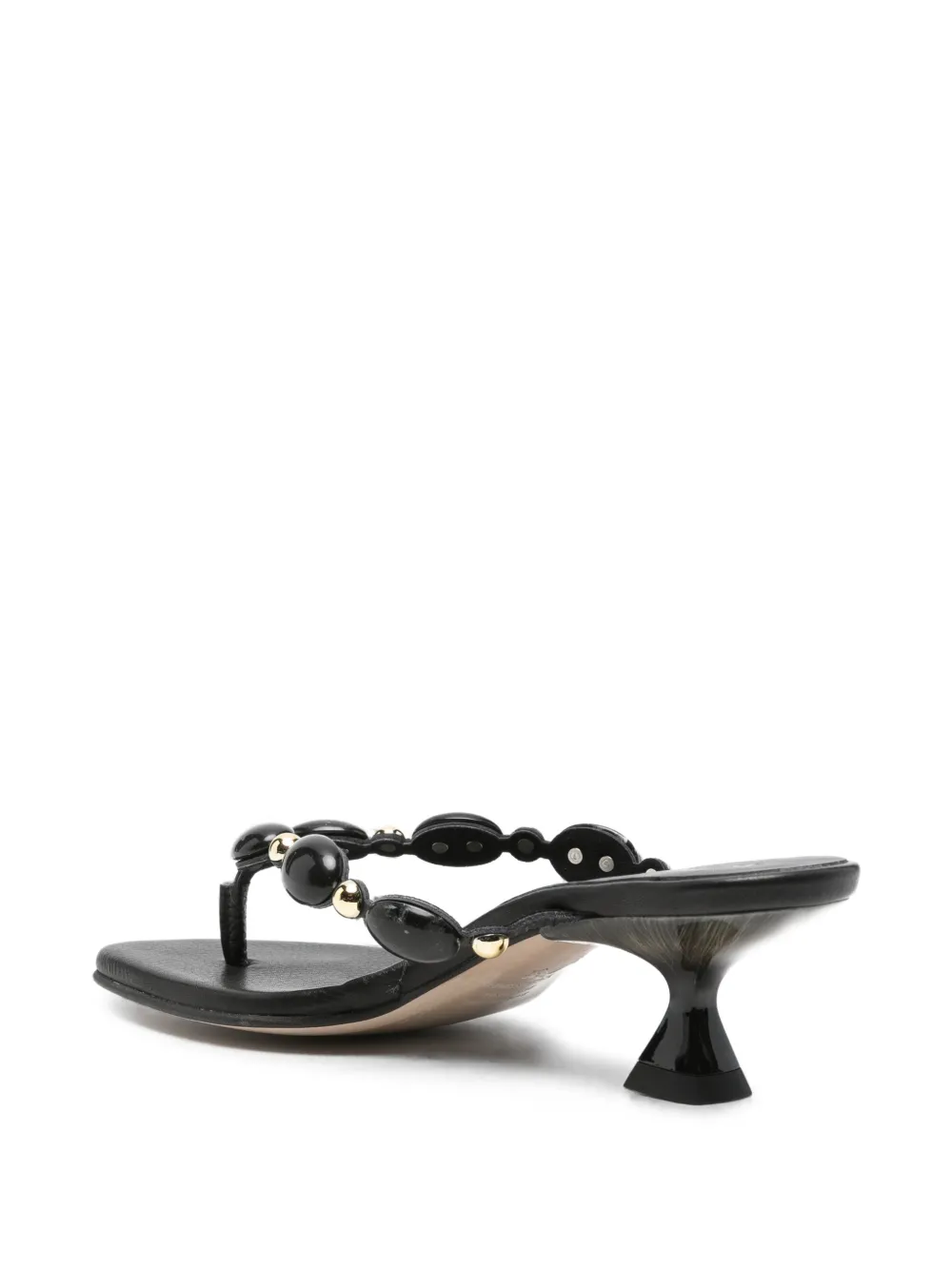 Pedro Miralles bead-embellished thong-strap heeled sandals Zwart