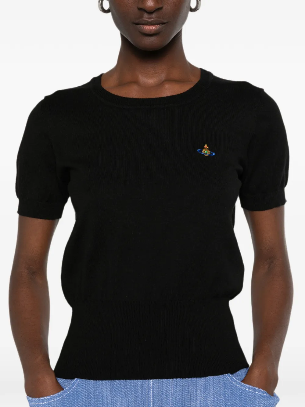 Vivienne Westwood Bea top met korte mouwen en geborduurde Orb Zwart
