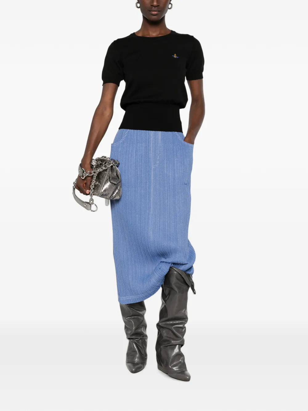 Vivienne Westwood Bea top met korte mouwen en geborduurde Orb Zwart