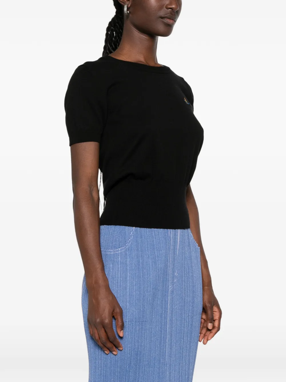Vivienne Westwood Bea top met korte mouwen en geborduurde Orb Zwart