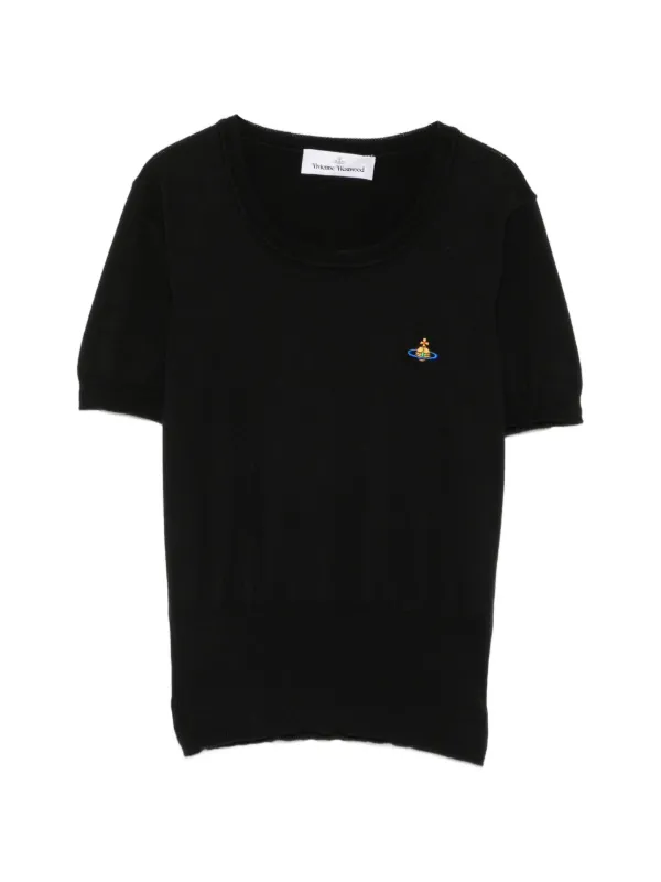 Vivienne Westwood Bea Orb-embroidered Short-sleeve Top in Black