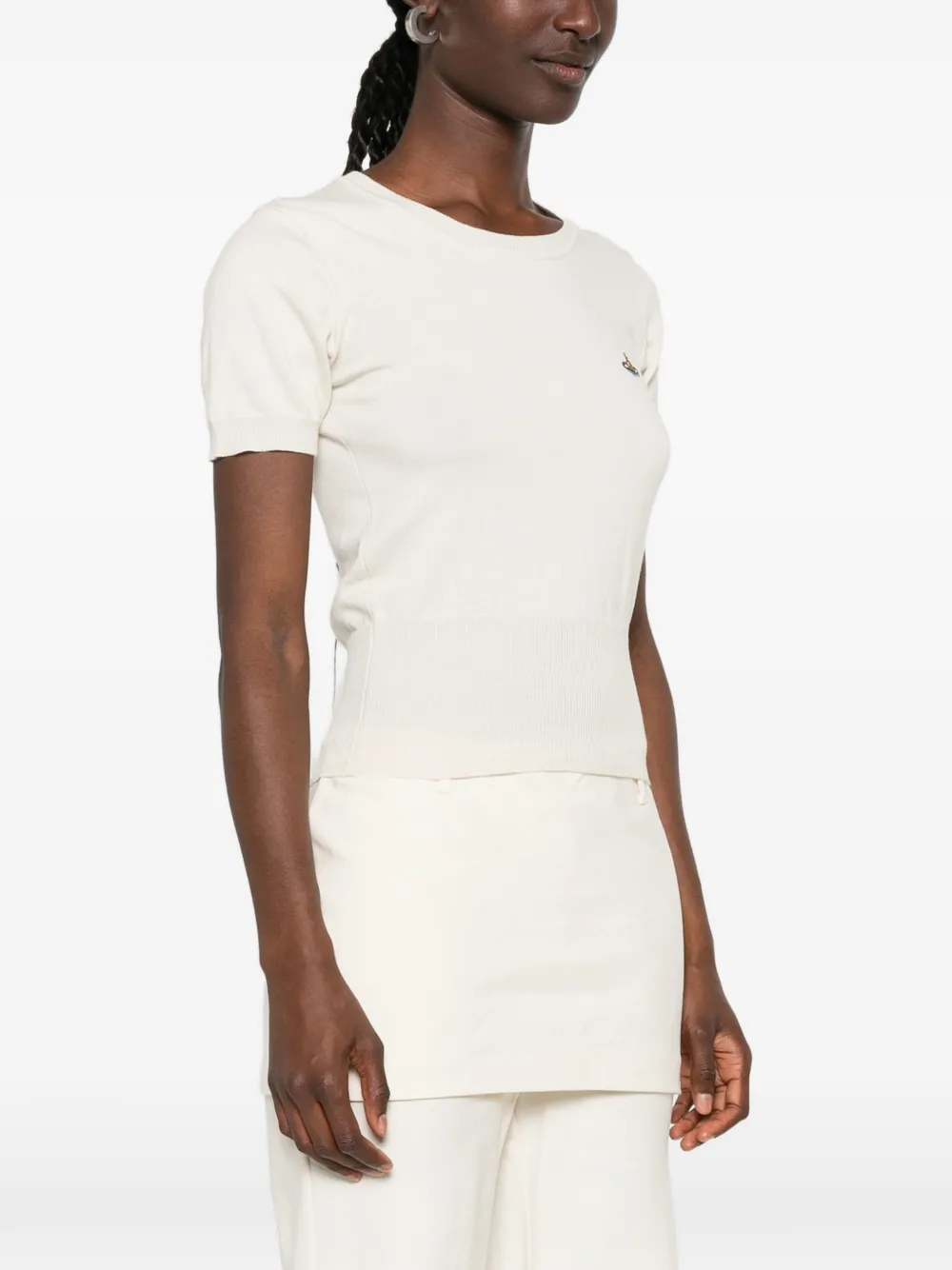 Vivienne Westwood Bea top met korte mouwen en geborduurde Orb Beige