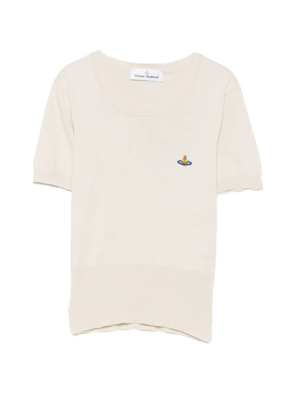 Vivienne Westwood Bea Orb-embroidered short-sleeve top - Toni neutri