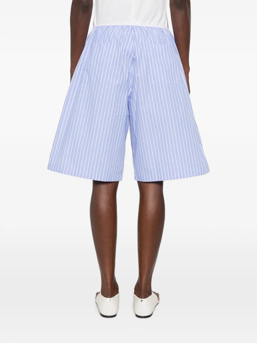 The Frankie Shop Gestreepte shorts met elastische tailleband Blauw