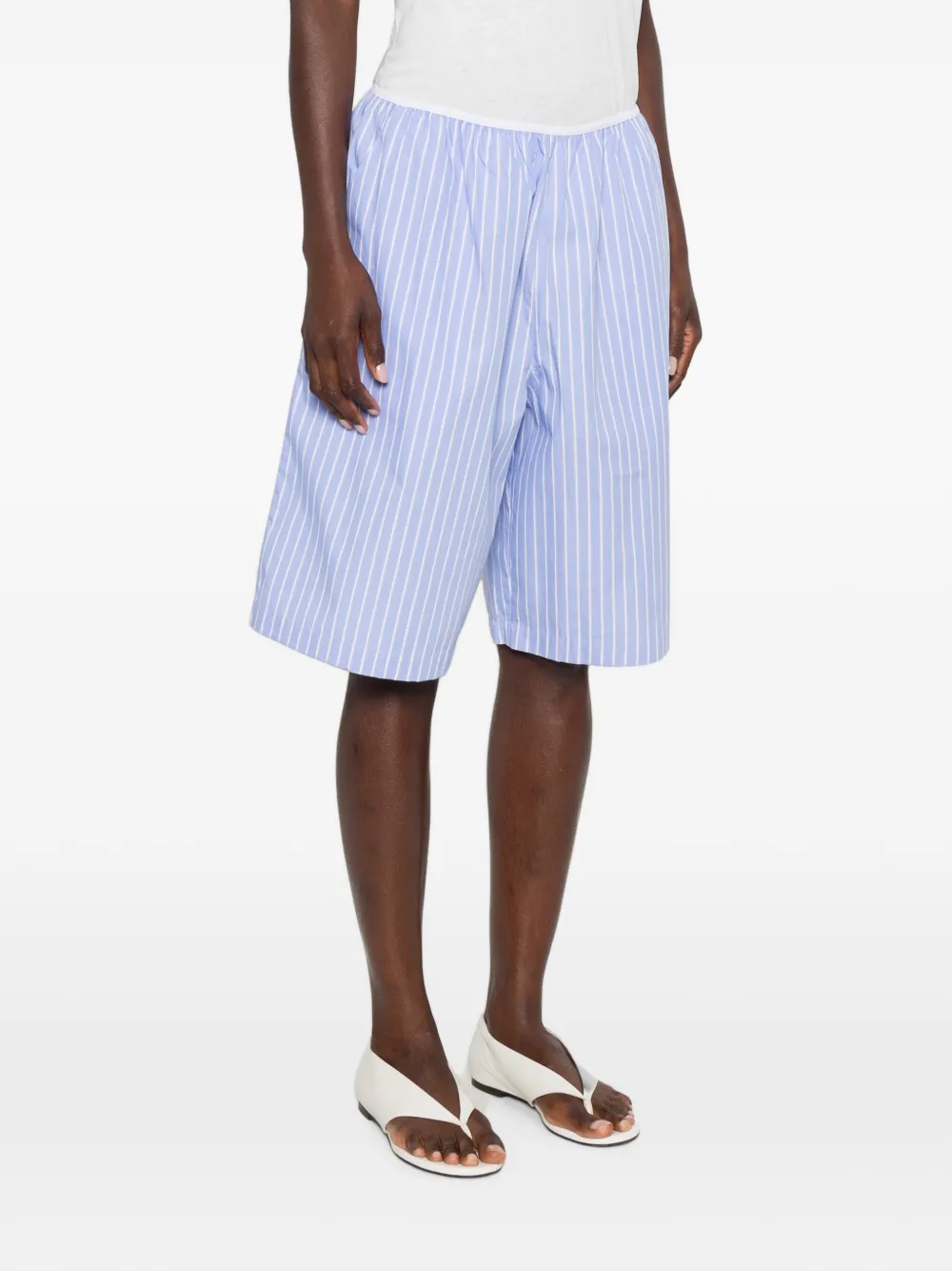 The Frankie Shop Gestreepte shorts met elastische tailleband Blauw