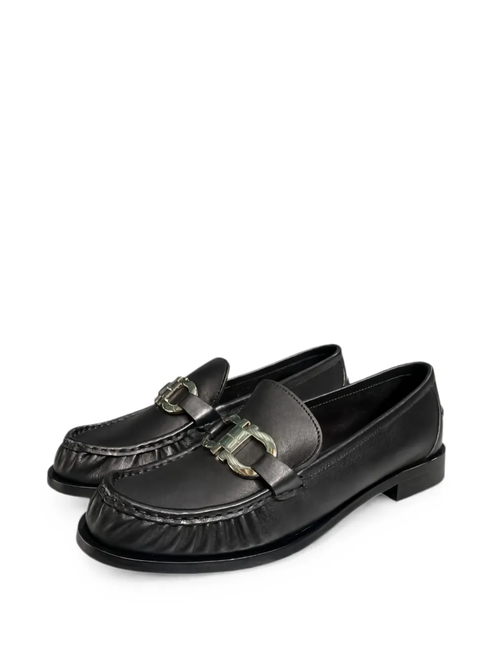 Ferragamo Gancini plaque loafers Zwart
