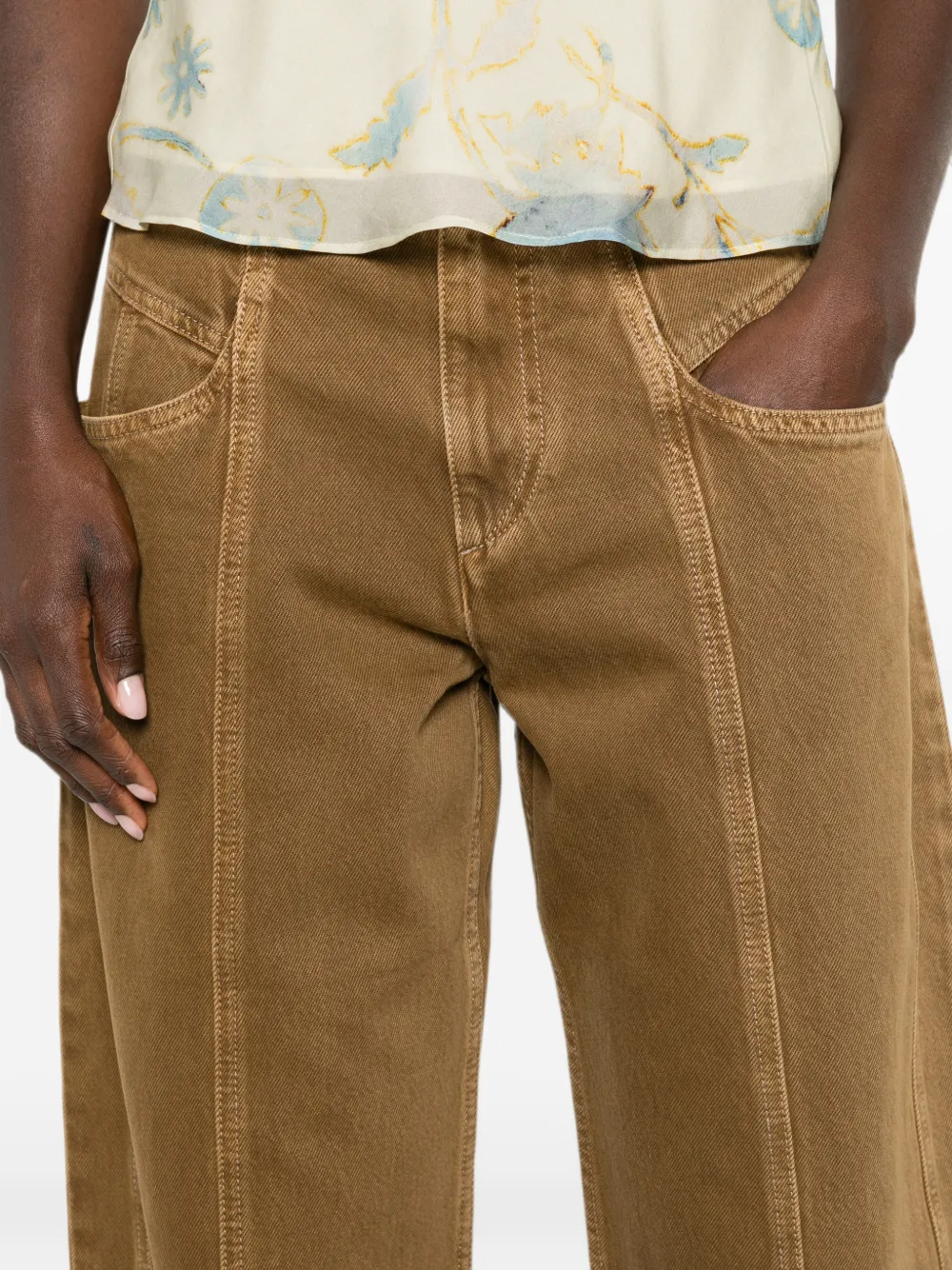 ISABEL MARANT Leja jeans met toelopende pijpen en afwerking Bruin
