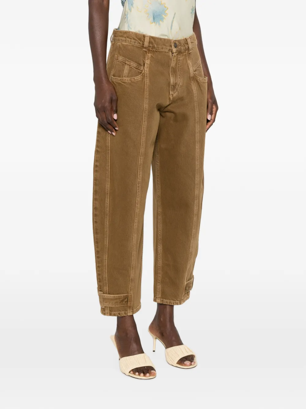 ISABEL MARANT Leja jeans met toelopende pijpen en afwerking Bruin