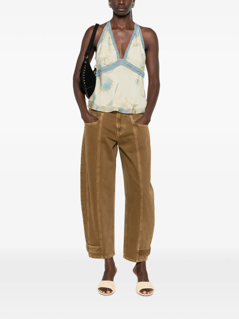 ISABEL MARANT Leja jeans met toelopende pijpen en afwerking Bruin