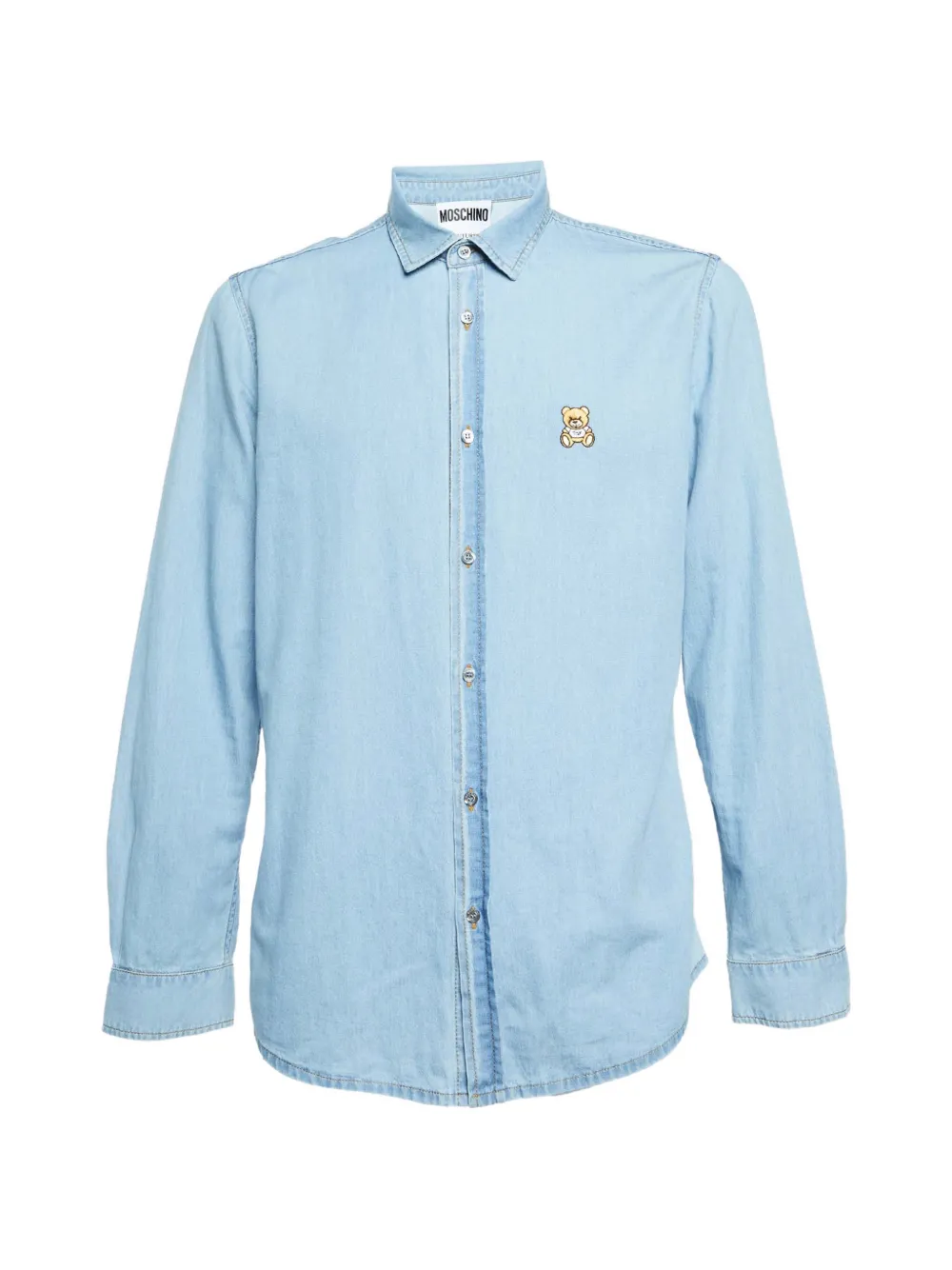 Pre-owned Moschino Teddy-embroidered Shirt In Blue