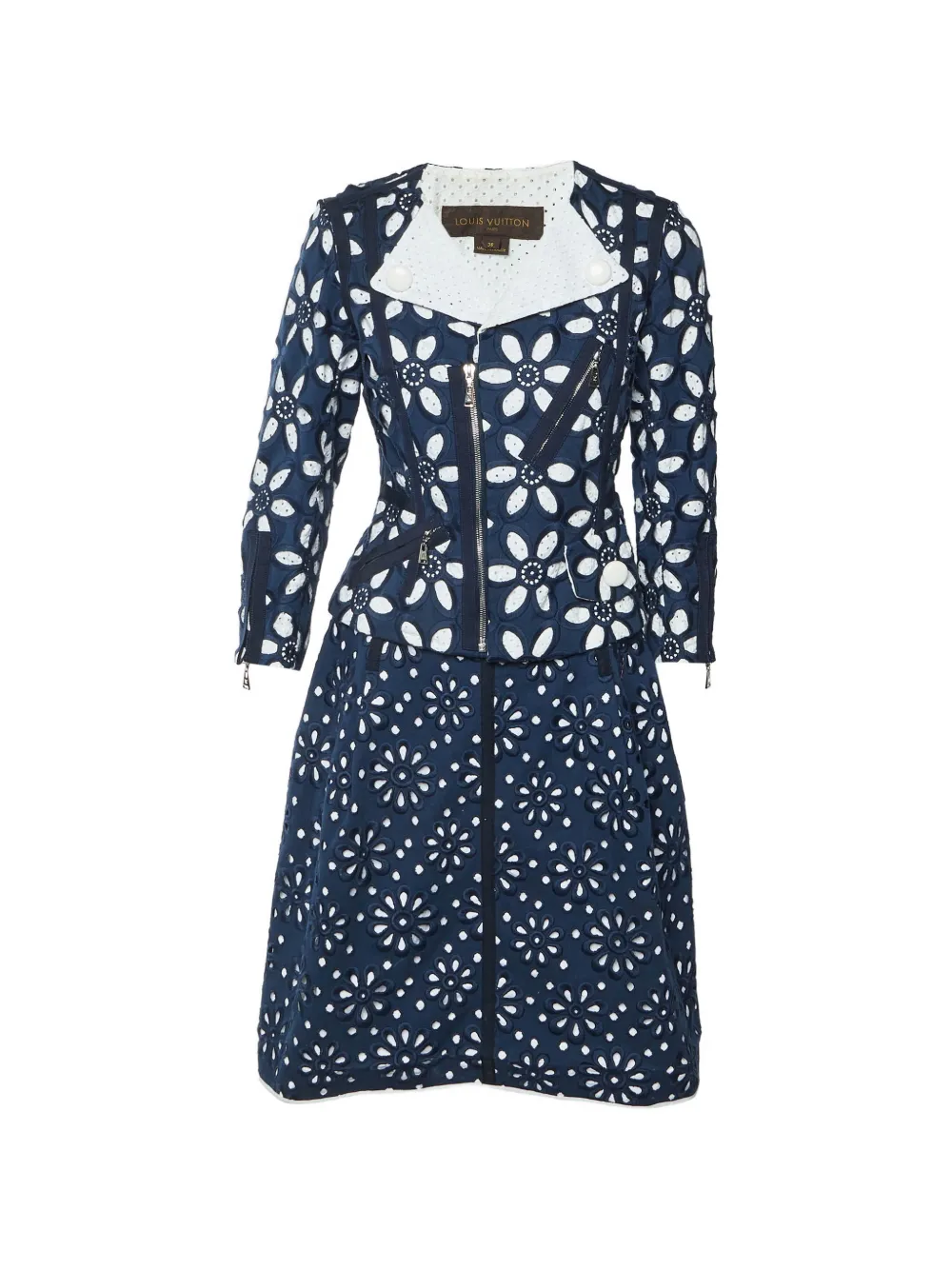 Louis Vuitton Pre-Owned flower-embroidered midi dress - Blu