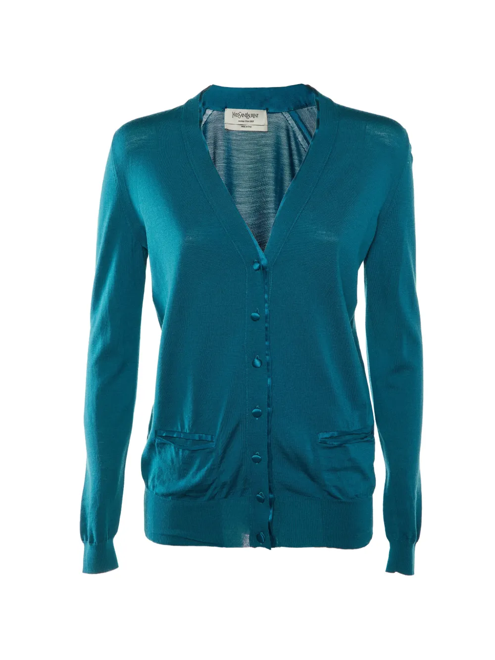 Pre-owned Saint Laurent V-neck Cardigan In Blue