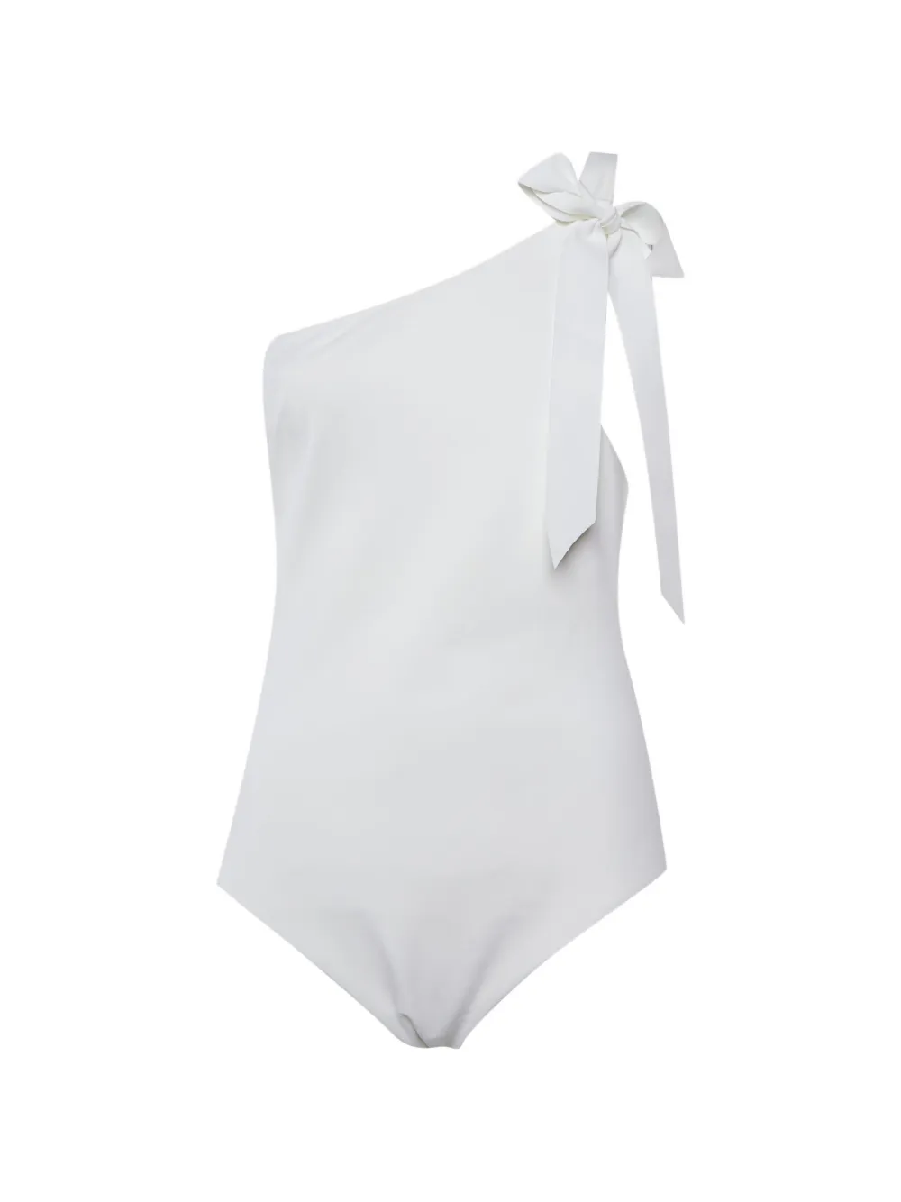 Pre-owned Zimmermann Bow-detail One-shoulder Swimsuit In White