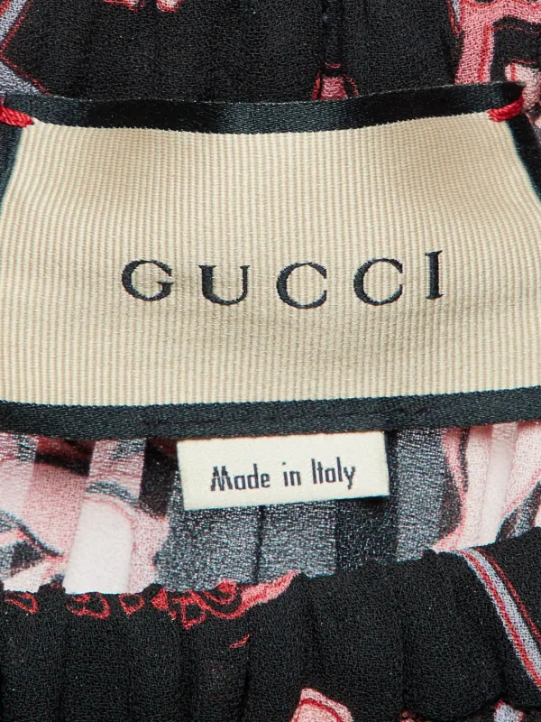 スカート Gucci lace trim hem logo band skirt Gucci Pre-Owned floral-print lace-trim Midi Skirt | Black