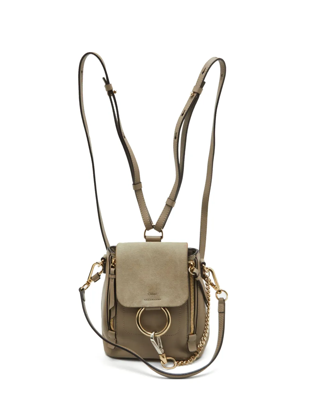 Chloé Pre-Owned mini Faye Daye logo-detail backpack - Grigio