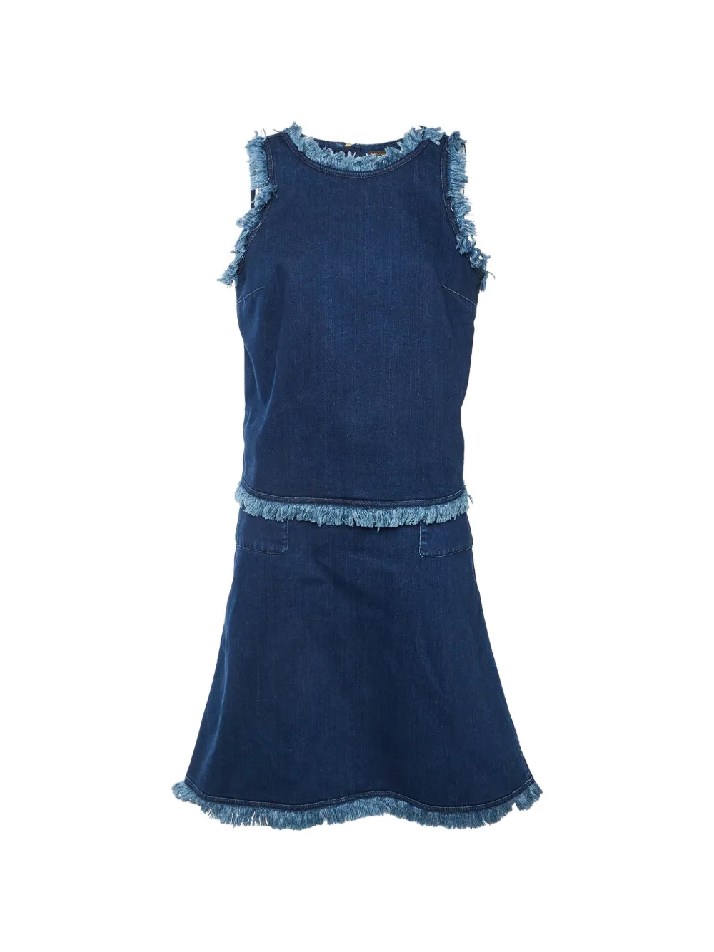 Louis Vuitton Pre-Owned fringed two top and midi skirt set - Blu