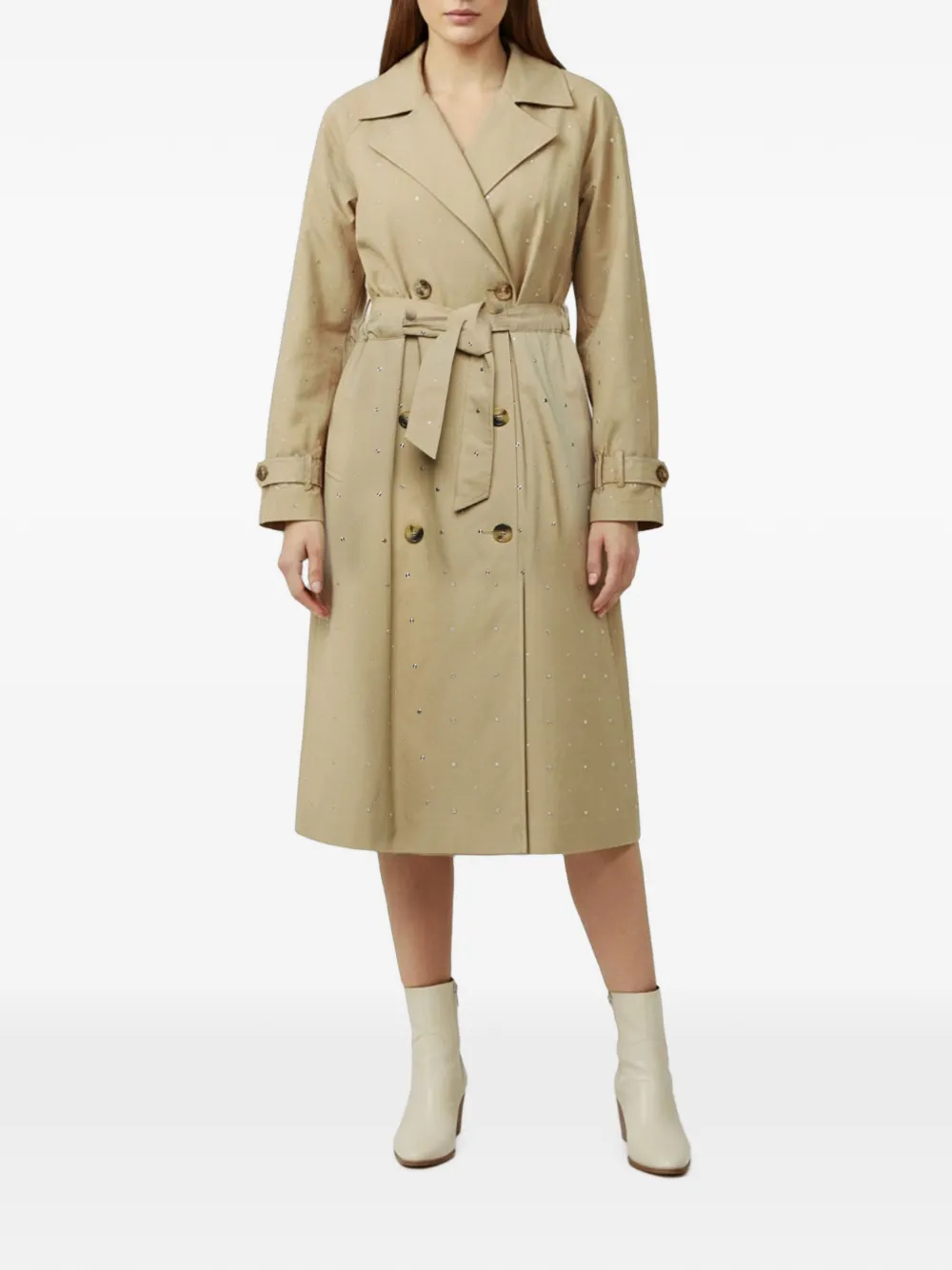 Maje Studded-embellishment double-breasted trench coat - Toni neutri