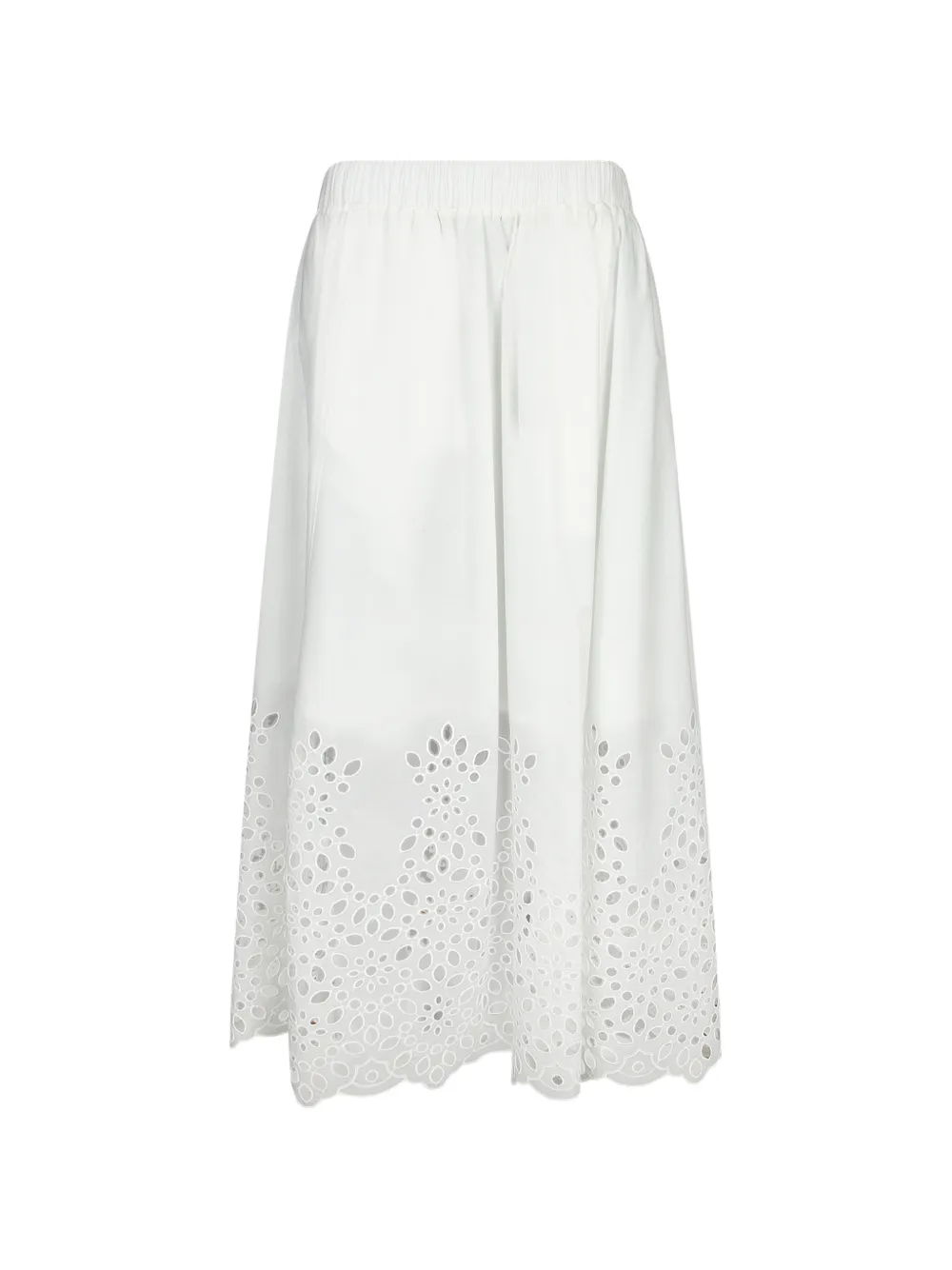MOSCHINO JEANS broderie-anglaise flared midi skirt - Bianco