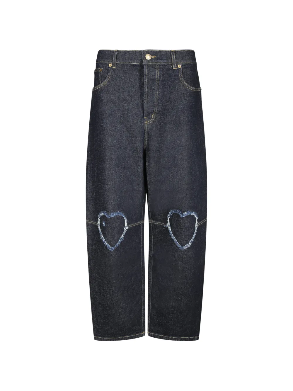 Moschino heart-motif frayed-detail wide-leg jeans - Blau