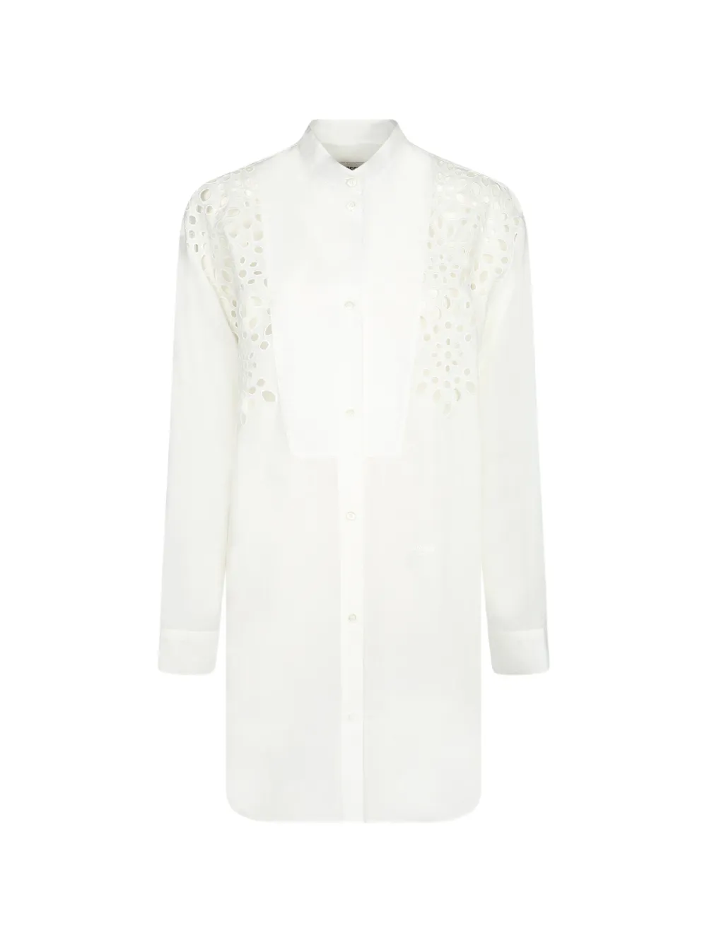 MOSCHINO JEANS broderie-anglaise bib-detail mini shirt dress - Bianco
