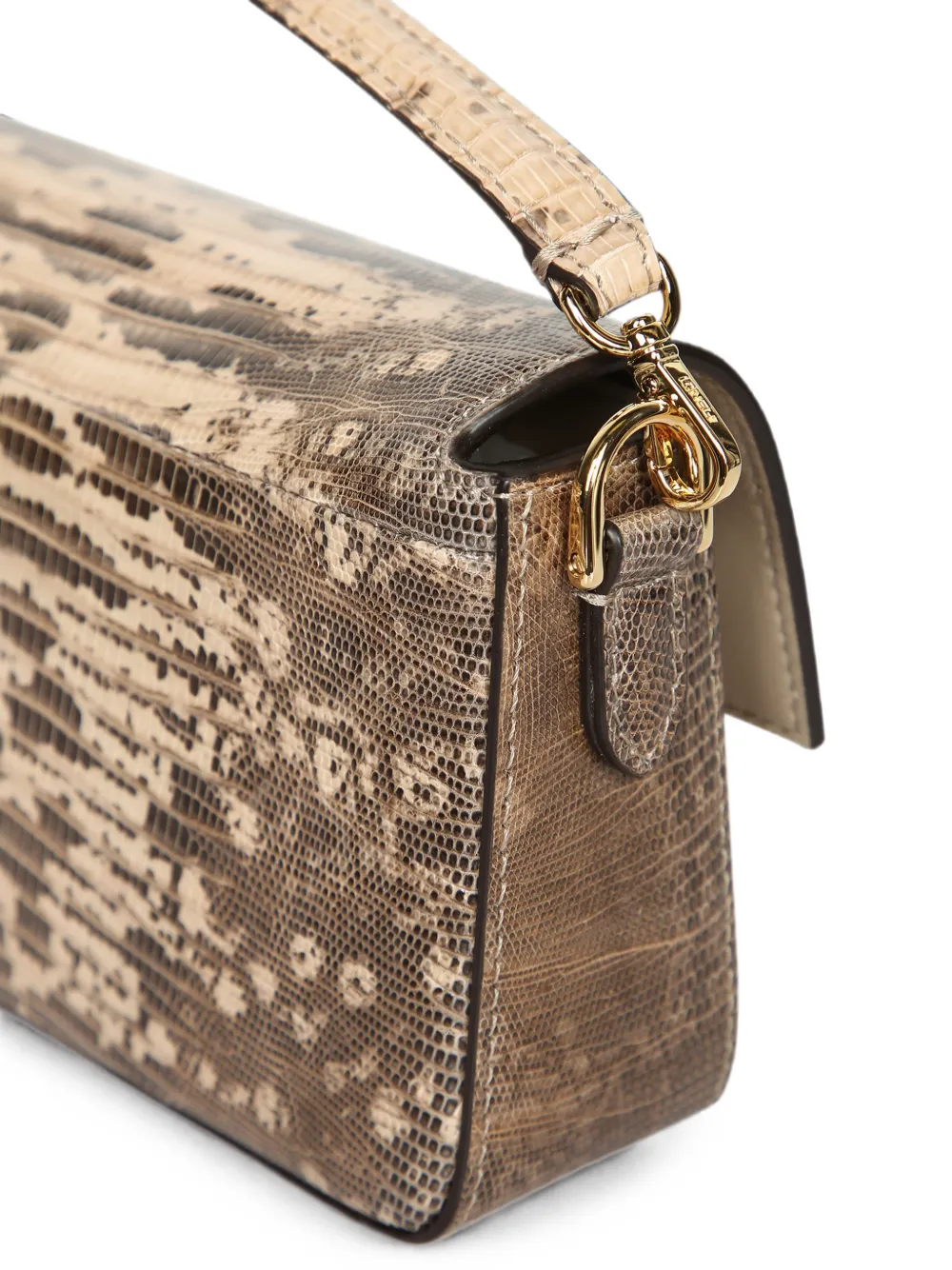 FENDI Baguette mini-shopper met hagedissen-effect Beige