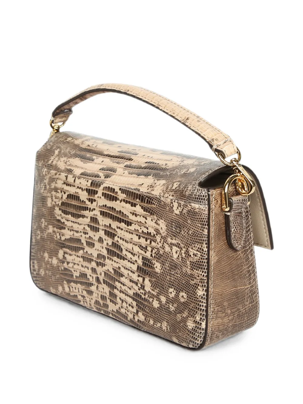 FENDI Baguette mini-shopper met hagedissen-effect Beige