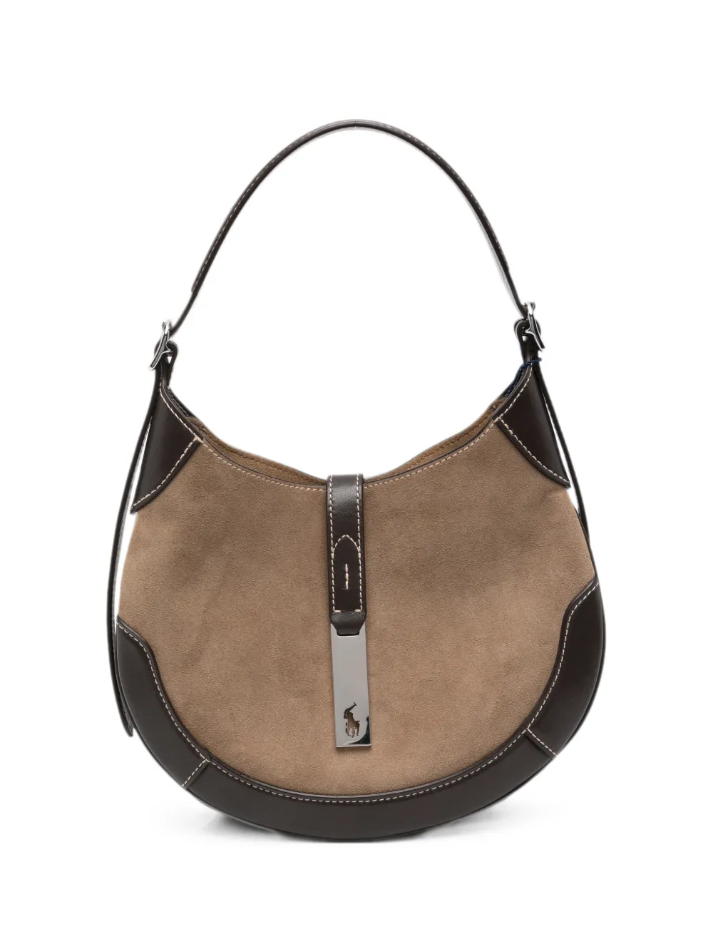 Polo Ralph Lauren Polo ID panelled suede shoulder bag - Neutrals