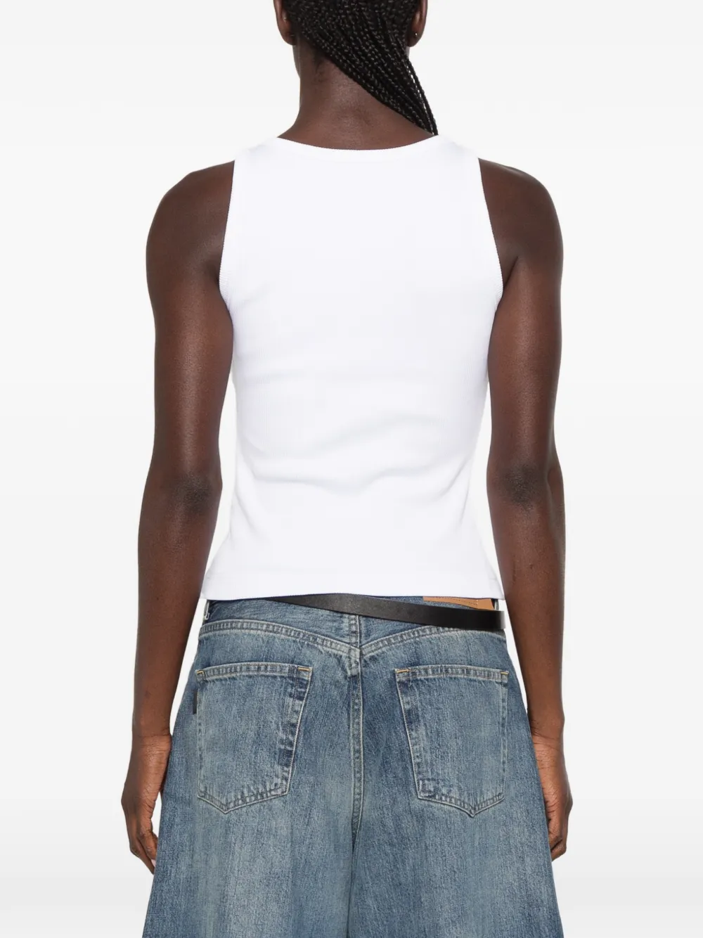 Casablanca Geribbelde tanktop met logo Wit
