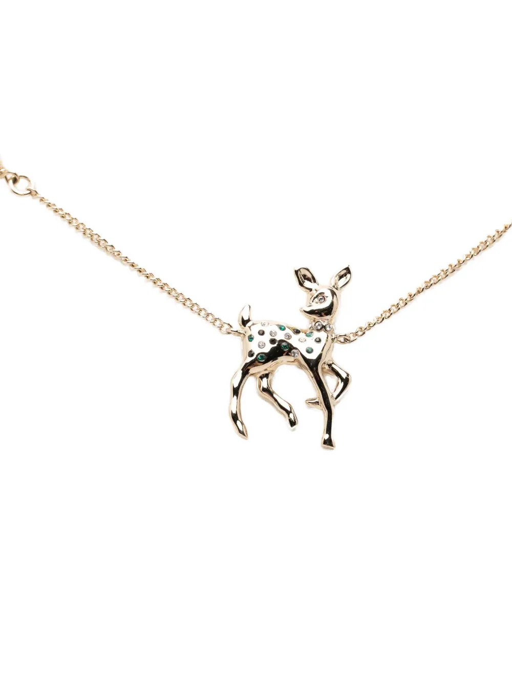 CHANEL Pre-Owned 2026 CC Gold Plated Faux Pearl Strass Deer Pendant Necklace costume necklace - Oro