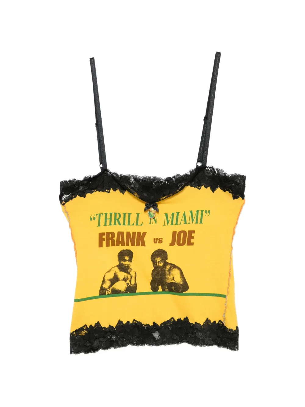 Dolce & Gabbana Pre-Owned 2000s lace-trim graphic-print top - Giallo
