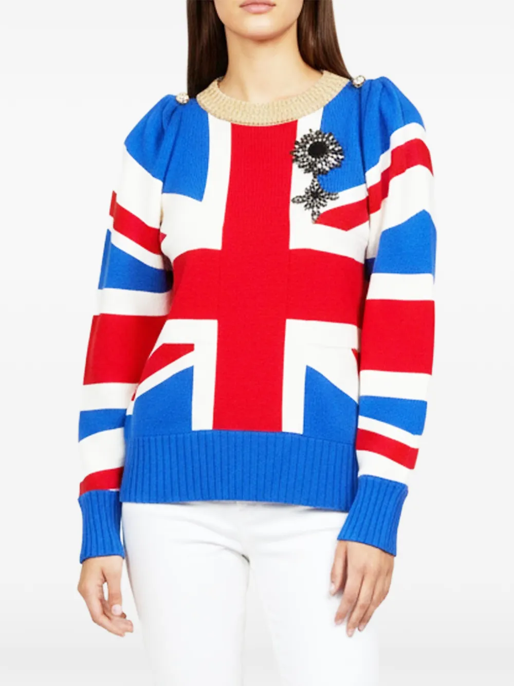 Gucci Pre-Owned Union Jack intarsia wool sweater - Blu
