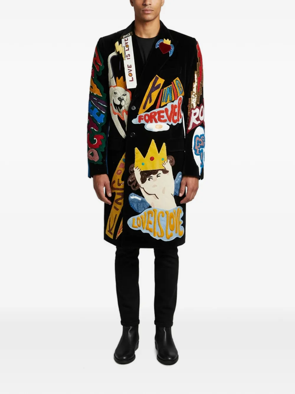 D&G PreOwned Heaven King buttoned coat - Nero