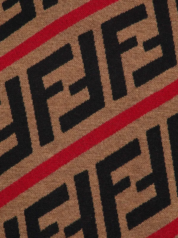 Fendi Pre-Owned FF Logo Diagonal Stripe Sweater | Brown | FARFETCH
