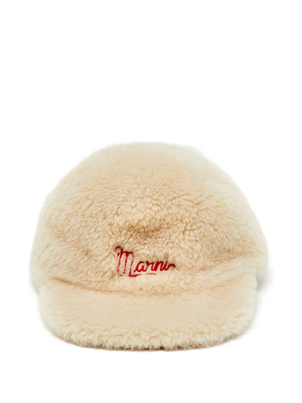 Marni Pre-Owned logo-embroidered shearling baseball cap - Toni neutri