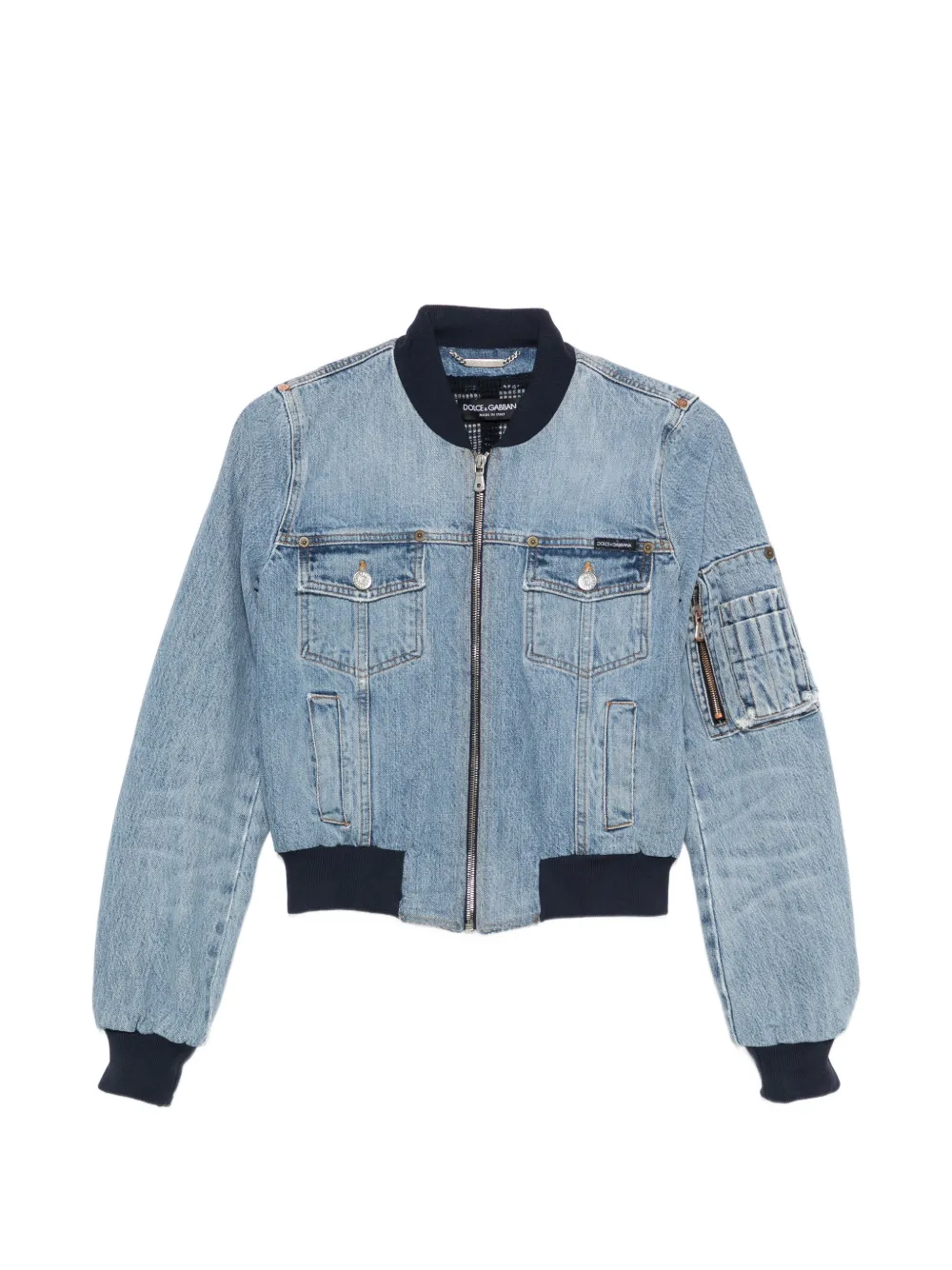 Dolce & Gabbana Pre-Owned 2000s denim bomber jacket - Blu