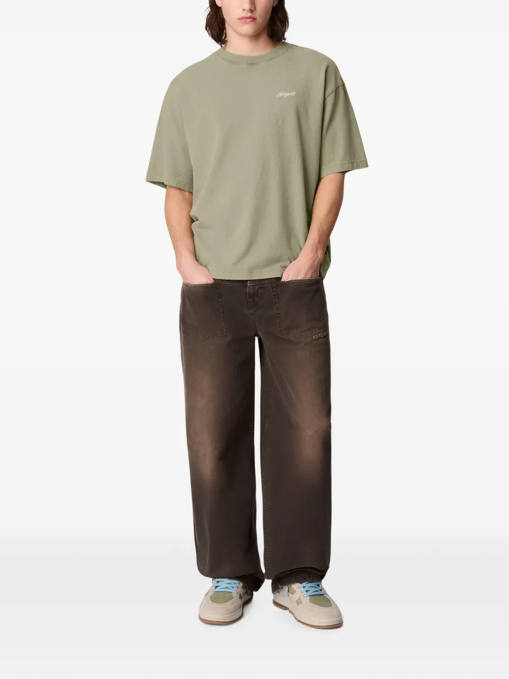 Axel Arigato Honor T-shirt met verwassen effect Groen