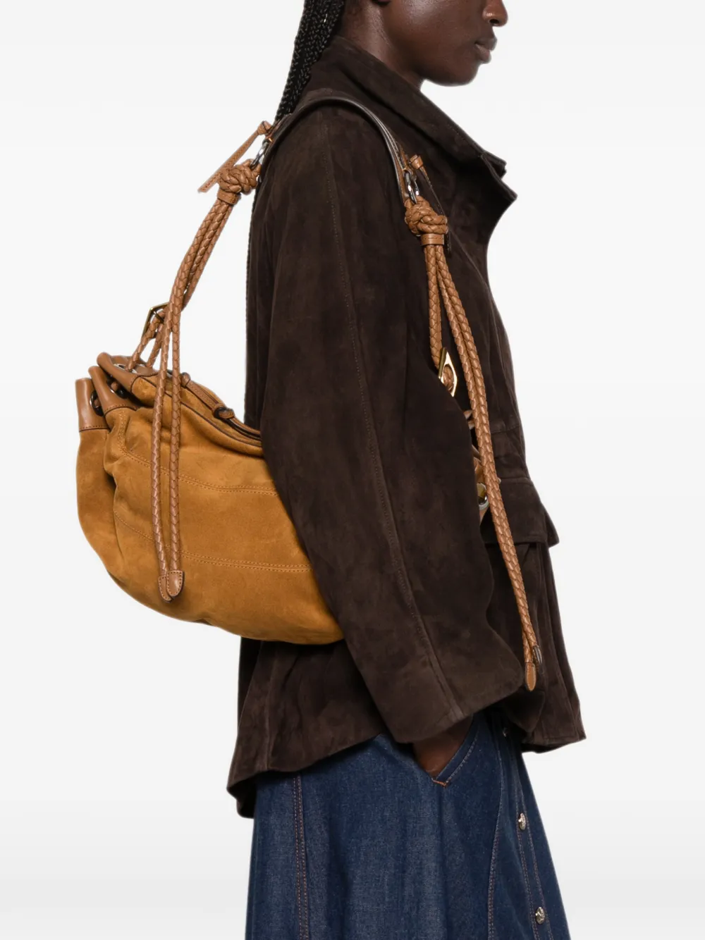 ISABEL MARANT Medium Maia suède schoudertas Bruin