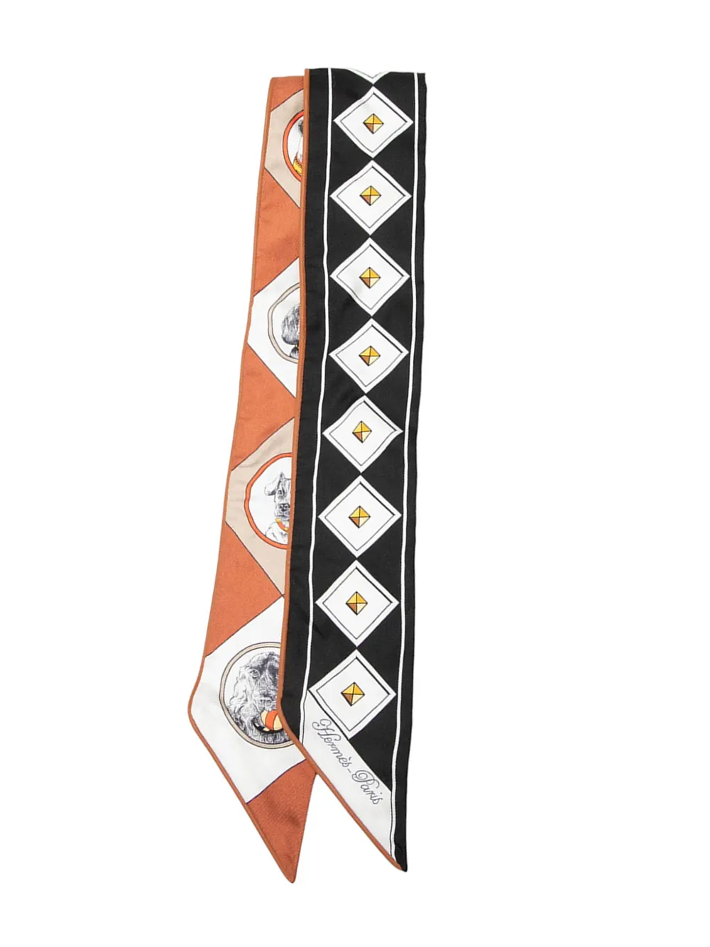 Hermès Pre-Owned 2000-2026 Colliers Et Chiens Forever Silk Twilly Scarf scarves - Schwarz