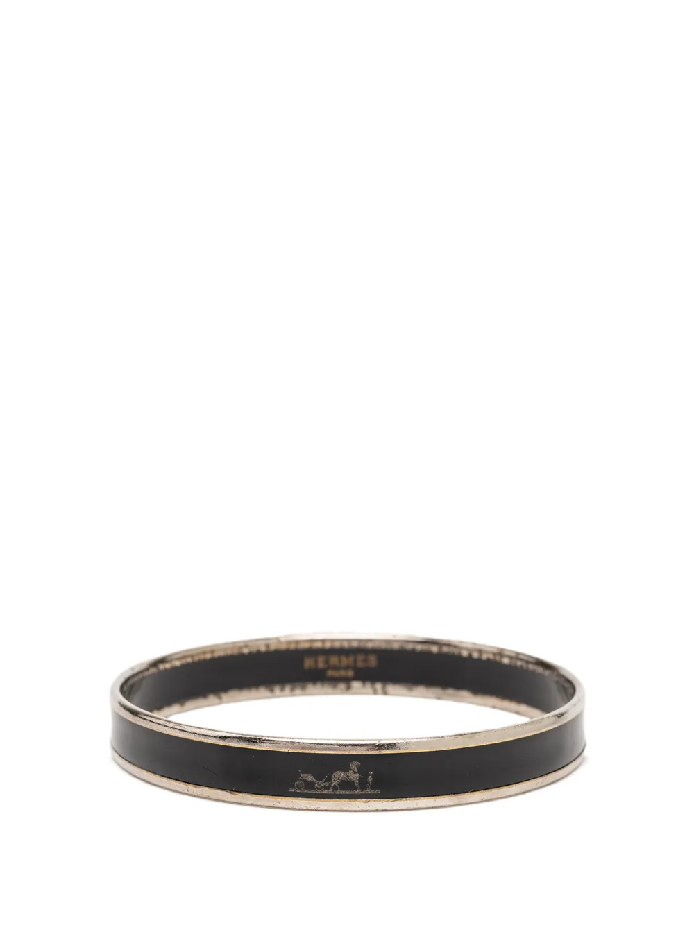 Hermès Pre-Owned 20th Century Narrow Caleche Enamel Bracelet 65 costume bracelet - Nero